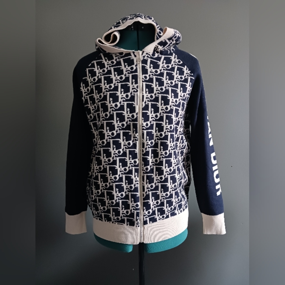 NWT Christian Dior Hooded Full Zip Sweater SIze M